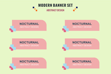 Modern abstract vector banner set. Flat geometric shape with different colors and different style. Template for web or print design, ready to use.