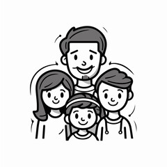 family theme doodle line art