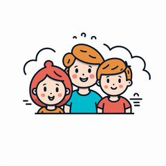 family theme doodle line art