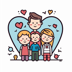 family theme doodle line art