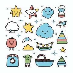 2d colorfull doodle art for children