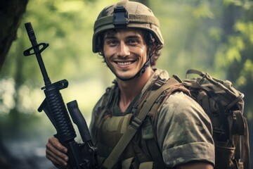 Caucasian Male Soldier Background Scene Hard Working Generative AI