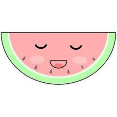 Cute watermelon in pastel colors, white background.