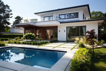 Modern family home with spacious design and eco-friendly features. 'generative AI'	