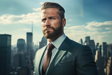 Fototapeta premium Caucasian Man Undercover Agent Backdrop Handsome Generative AI
