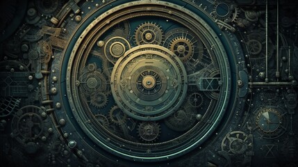 steampunk, backgrounds, industrial, vintage, retro, gears, machinery, clockwork, Victorian, technology, gears and cogs, mechanical, grunge, steam-powered, fantasy, industrial generative ai