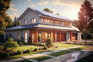 Fototapeta na wymiar Modern family home with spacious design and eco-friendly features. 'generative AI' 