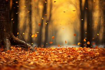 Falling leaves natural and Beautiful autumn background