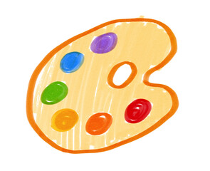Felt pen vector illustration of child drawing of paint palette