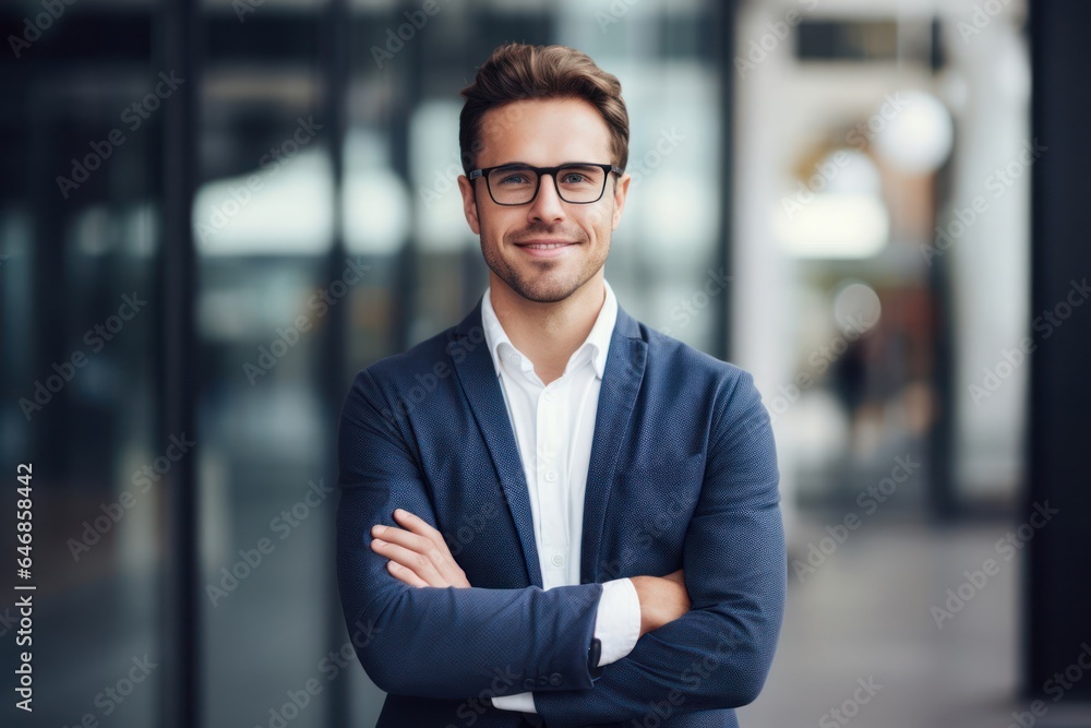 Poster caucasian male web developer background scene captivating generative ai