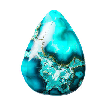 Polished Turquoise Pebble isolated on white background