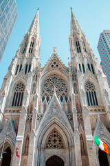 St Patrick's Cathedral with its white Facade Viewed From the Front Entrance in Manhattan New York...