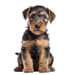 Airedale Terrier Full body facing forward ,High quality photo isolated on white background - obrazy, fototapety, plakaty