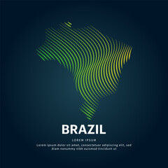 simple logo map of brazil Illustration in a linear style. Abstract line art brazil map  Logotype concept icon. Vector logo Brazil map color silhouette on a dark background. EPS 10