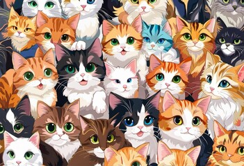 Fototapeta premium AI generated illustration of a group of cute kittens