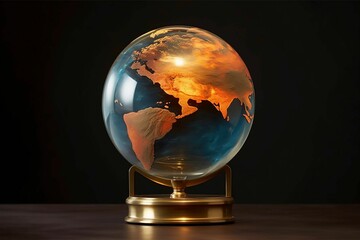 AI generated illustration of a glass globe against a black background