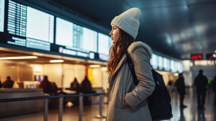 Portrait of a young woman in the airport