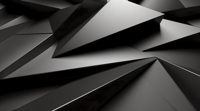 Abstract black geometric wallpaper for modern interior design, AI-generated.
