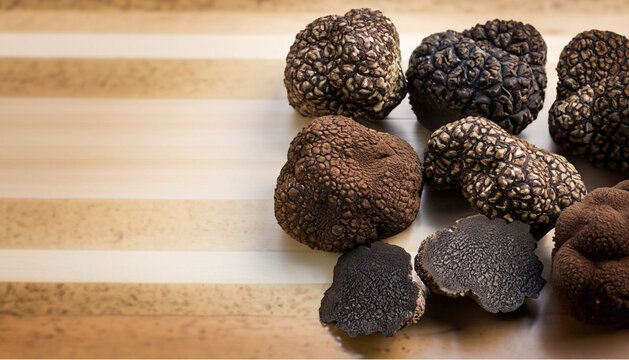 noble truffle mushrooms and space for text, delicacy