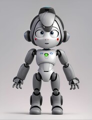 Obraz na płótnie Canvas AI generated illustration of a creative robotic figure on a gray background