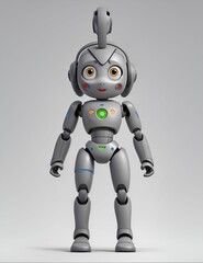 Obraz na płótnie Canvas AI generated illustration of a creative robotic figure on a gray background