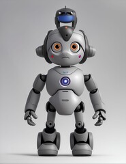 AI generated illustration of a creative robotic figure on a gray background