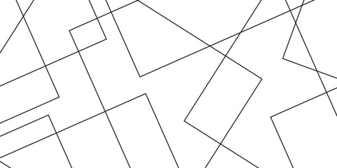 Abstract black and white geometric random chaotic lines with many squares and triangles shape.Abstract white background of intersecting lines in gray colors. Vector illustrator.