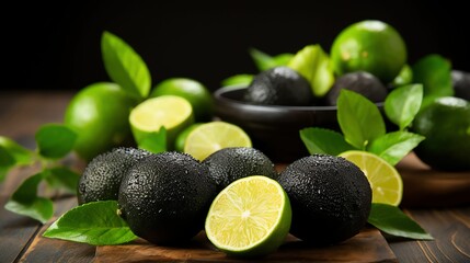 Obraz na płótnie Canvas Black Limes - An Essential Middle Eastern Ingredient with Generative AI