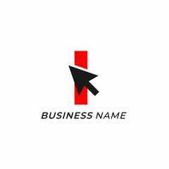 design logo combine letter I and mouse click