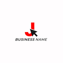 design logo creative letter J and arrow mouse