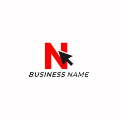 design logo creative letter N and arrow click