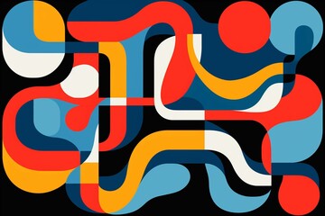 AI generated illustration of colorful abstract shapes on a dark background