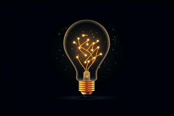 AI generated illustration of a glowing light bulb on a dark background