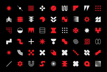collection of minimalist and geometric vector elements inspired by brutalism