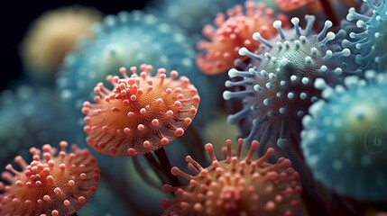 Fototapeta premium Macroscopic shot if radiolaria cells, AI-generated.