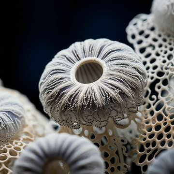 Macroscopic shot if radiolaria cells, AI-generated.