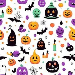 Naklejka premium AI generated illustration of a spooky creepy Halloween pattern background