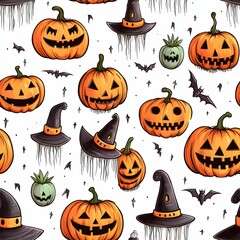 AI generated illustration of a spooky creepy Halloween pattern background