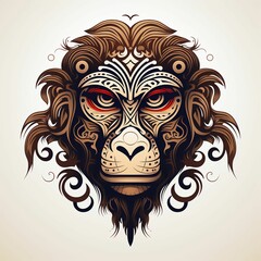 Obraz premium AI generated illustration of a monkey with intricate patterns of decorations on its head
