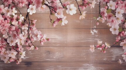 Vintage and Rustic Cherry Blossom Wood Atmosphere - AI Generated