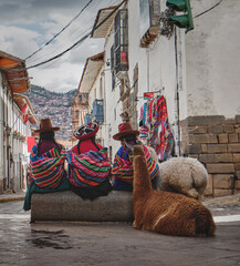 Unidentified women on the street of Cusco, Peru.