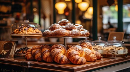 AI generated illustration of A selection of freshly baked croissants