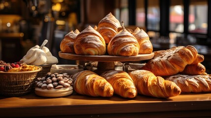 AI generated illustration of A selection of freshly baked croissants