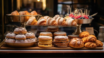 AI generated illustration of A selection of freshly baked croissants