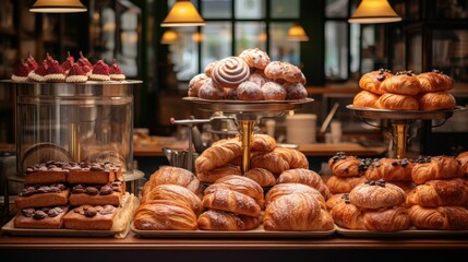 AI generated illustration of A selection of freshly baked croissants