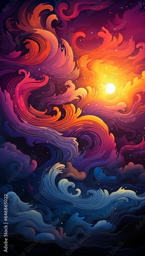 Poster ai generated illustration of a vibrant and abstract background of wavy patterns