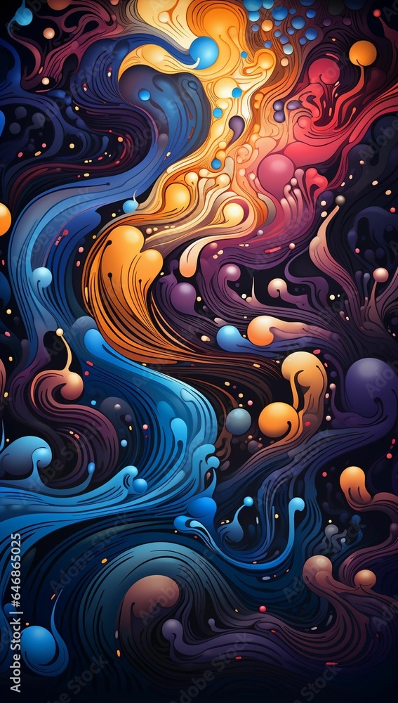 Aufkleber ai generated illustration of a vibrant and abstract background of wavy patterns