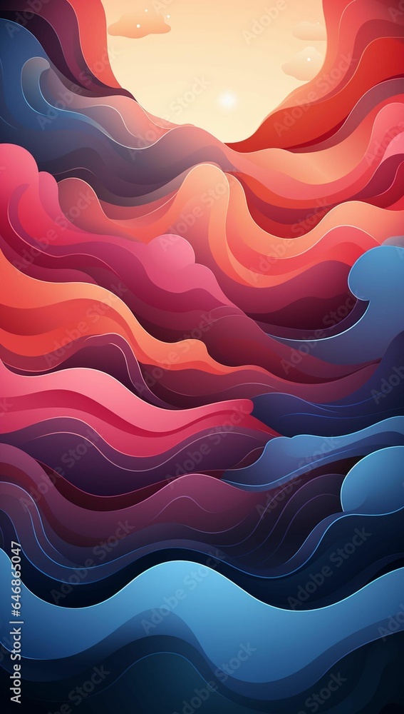 Poster ai generated illustration of a vibrant and abstract background of wavy patterns
