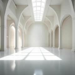Fototapeta na wymiar AI generated illustration of an interior of a minimalistic white corridor