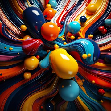 AI generated illustration of A vibrant Swirly, liquid, brightly colored plastic.